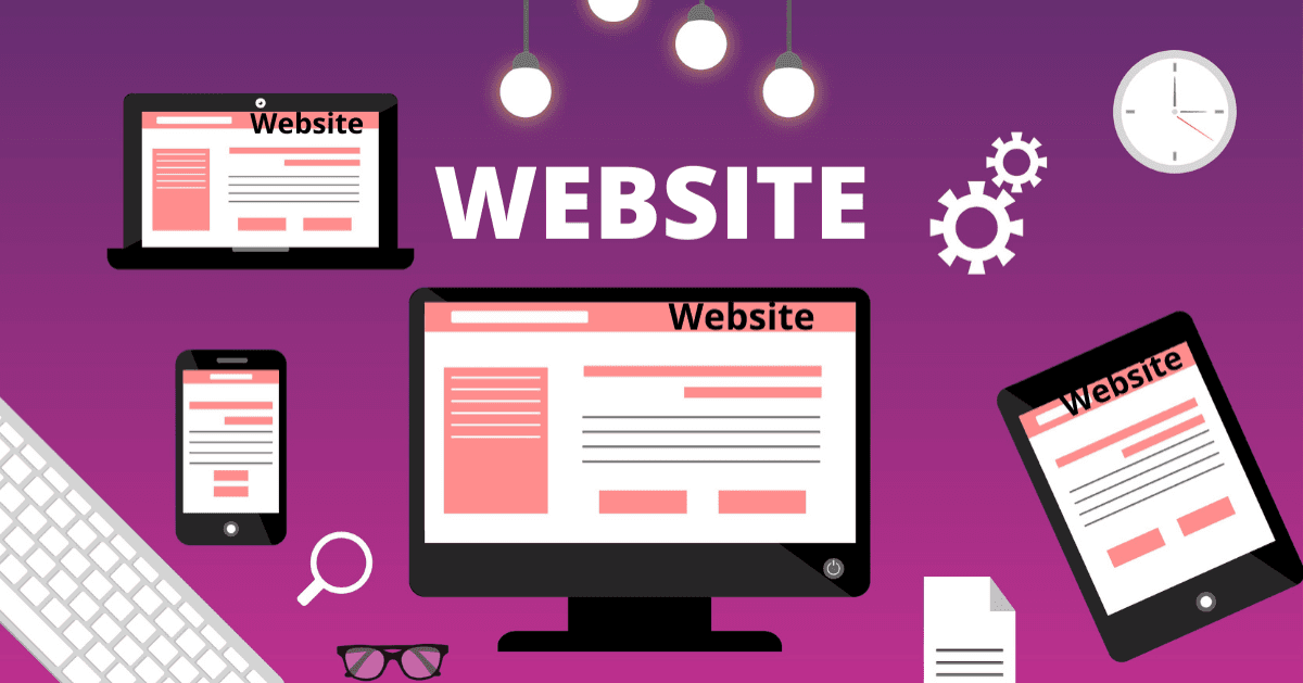 A website on different devices: laptop, desktop computer, tablet and smartphone