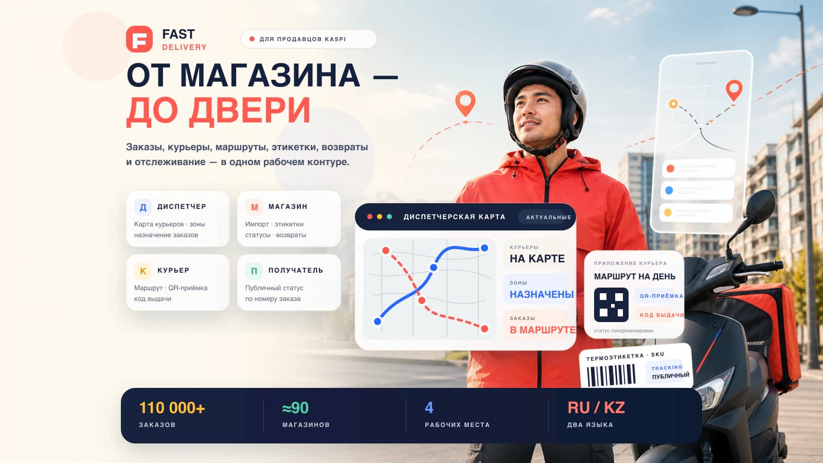 Fast Delivery: Один операционный контур связывает магазин, диспетчера, курьера и получателя.